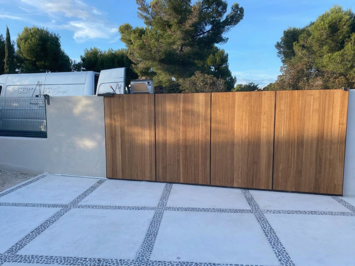 Portail bois pour villa contemporaine à Bandol