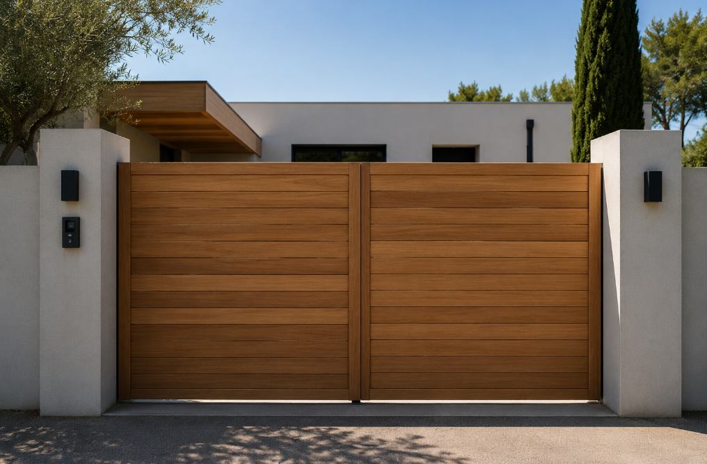 Fabrication de portail en bois sur mesure et menuiserie extérieure pour villa à Aubagne et Gémenos