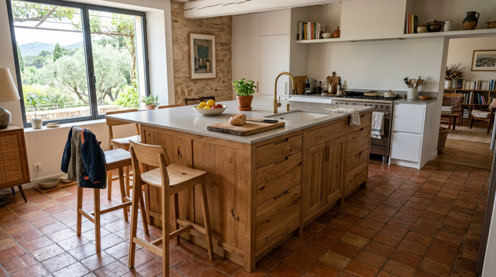 ilot centrale cuisine en bois